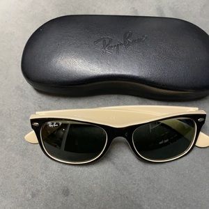 RayBan wayfarer black and cream color.